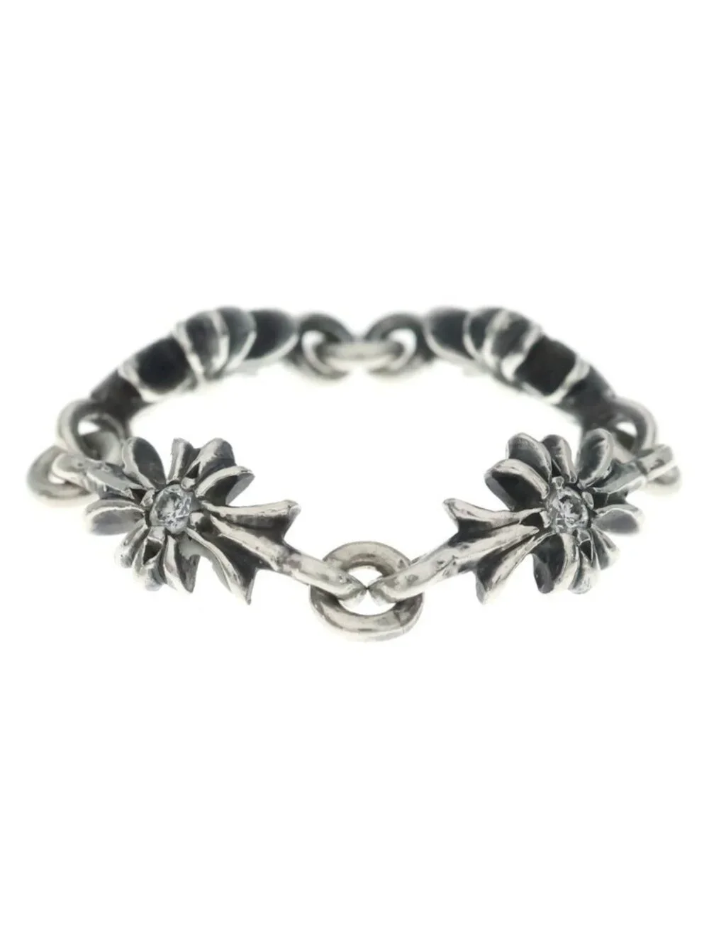Chrome Hearts Tny CH Pls Dia Tiny CH Plus Diamond Ring Silver